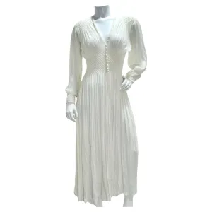1940s White Smocked Sheer Maxi Dress