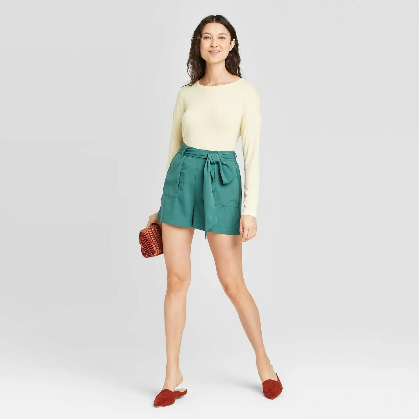 A New Day Women's Elastic Back Tie Waist Dress Shorts