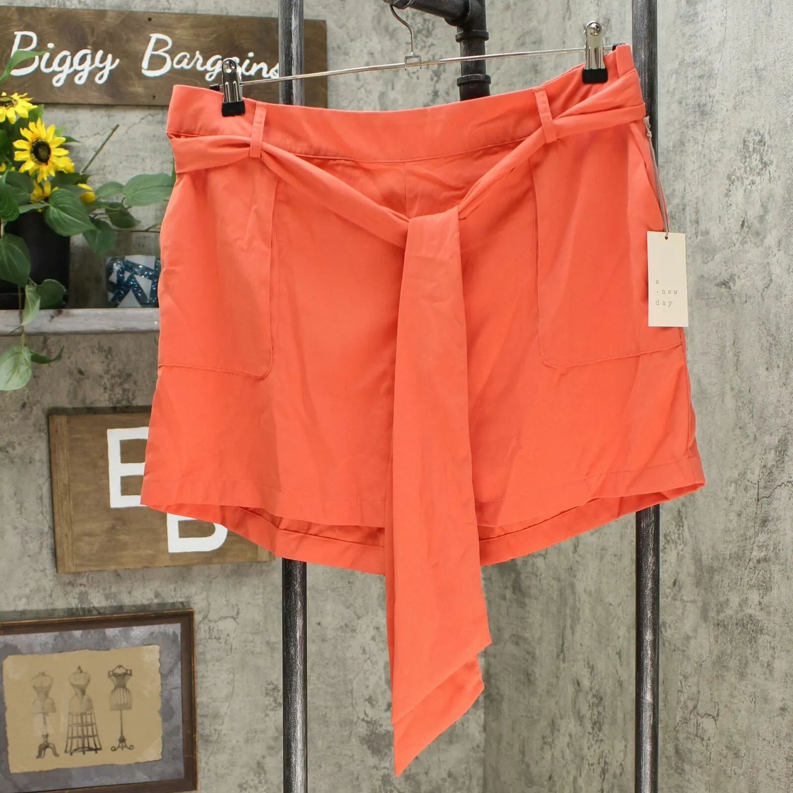 A New Day Women's Elastic Back Tie Waist Dress Shorts
