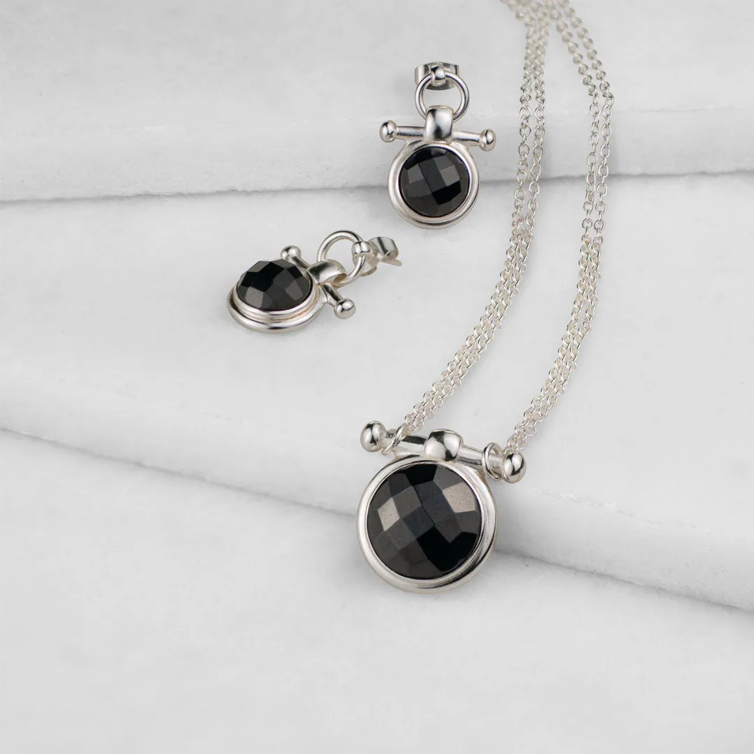 Adele Equestrian Horse Bit Earring Black Onyx & Sterling Silver