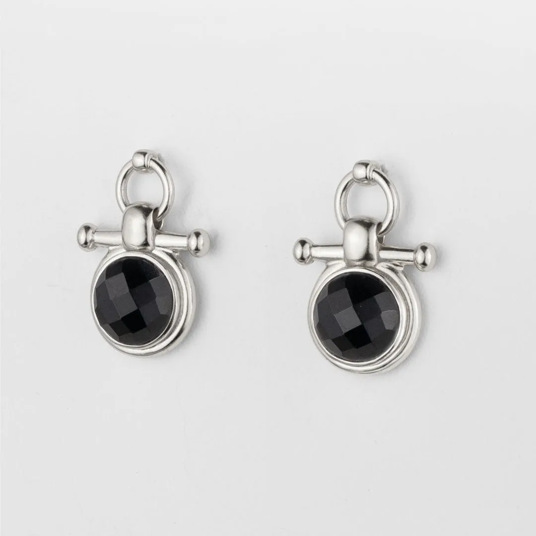 Adele Equestrian Horse Bit Earring Black Onyx & Sterling Silver