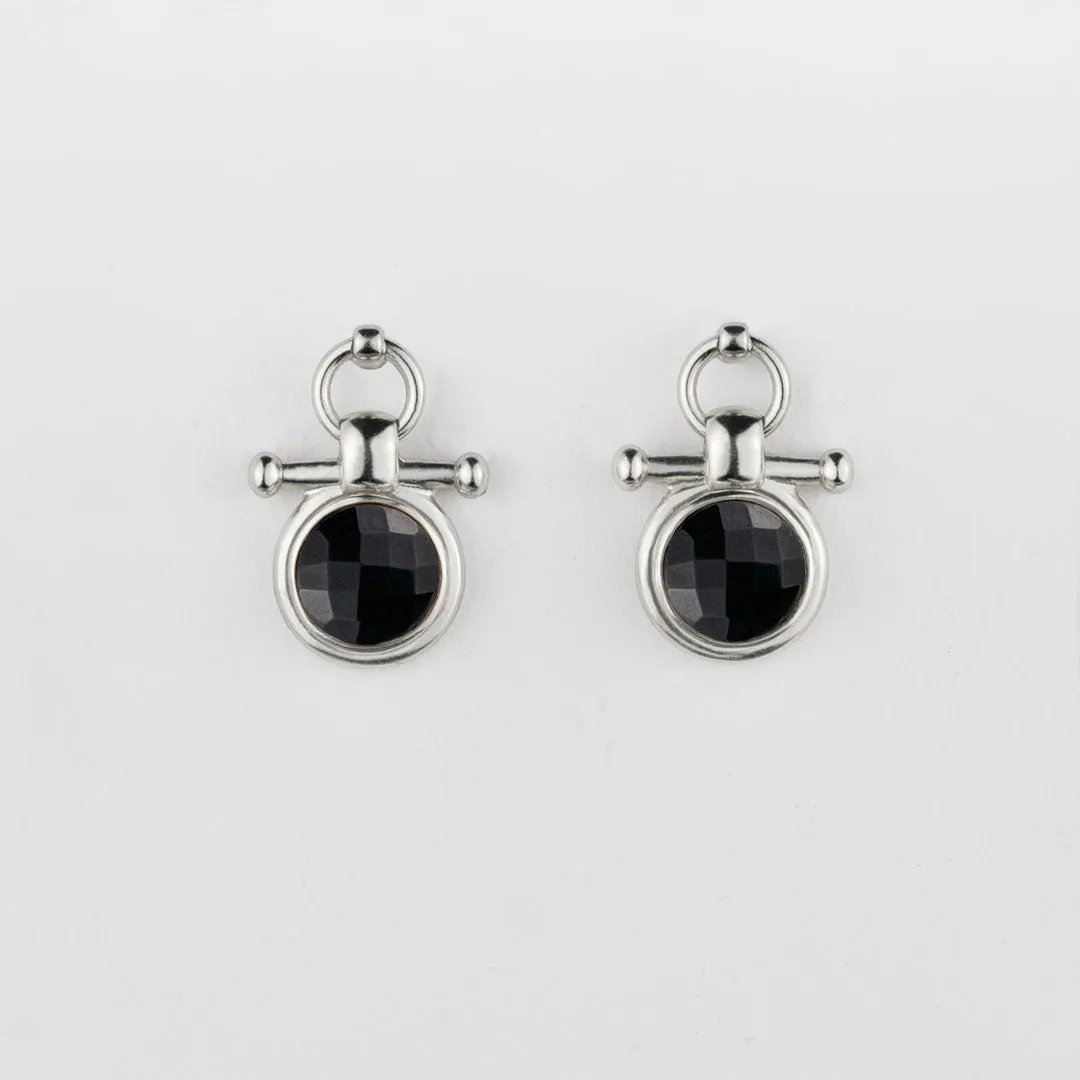 Adele Equestrian Horse Bit Earring Black Onyx & Sterling Silver