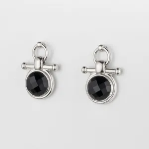 Adele Equestrian Horse Bit Earring Black Onyx & Sterling Silver