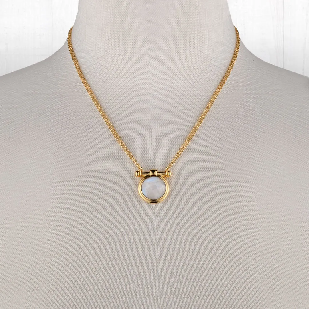 Adele Equestrian Horse Bit Necklace Moonstone & 14K Gold Vermeil