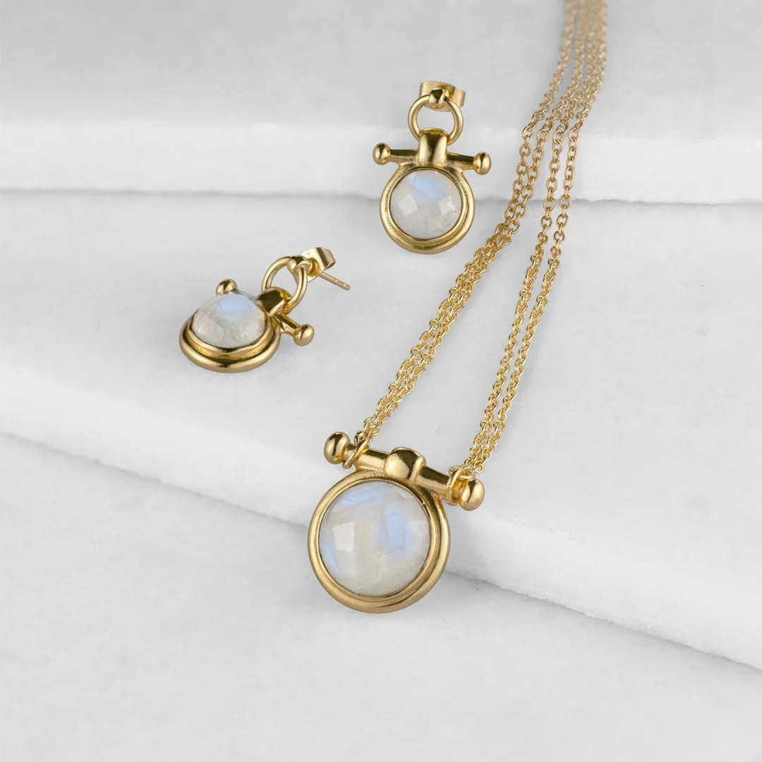 Adele Equestrian Horse Bit Necklace Moonstone & 14K Gold Vermeil
