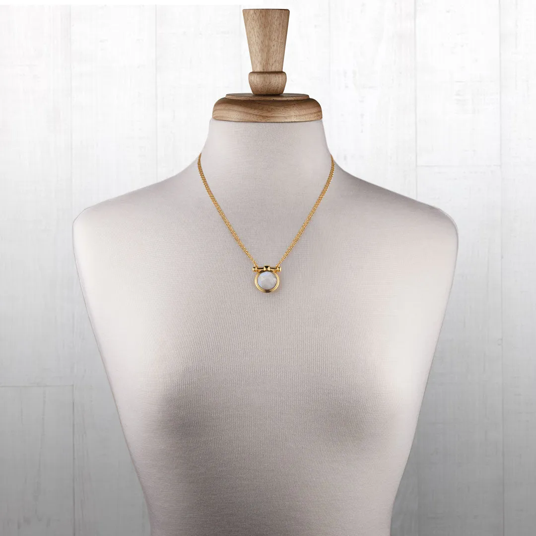 Adele Equestrian Horse Bit Necklace Moonstone & 14K Gold Vermeil