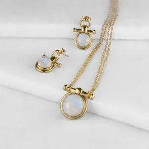 Adele Equestrian Horse Bit Necklace Moonstone & 14K Gold Vermeil