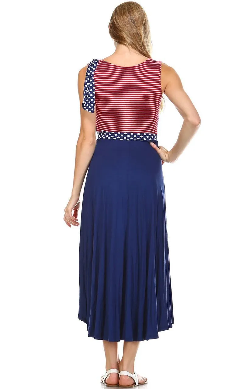 American Flag Dress Red Stripe 2 Top Navy Polka Dot Navy