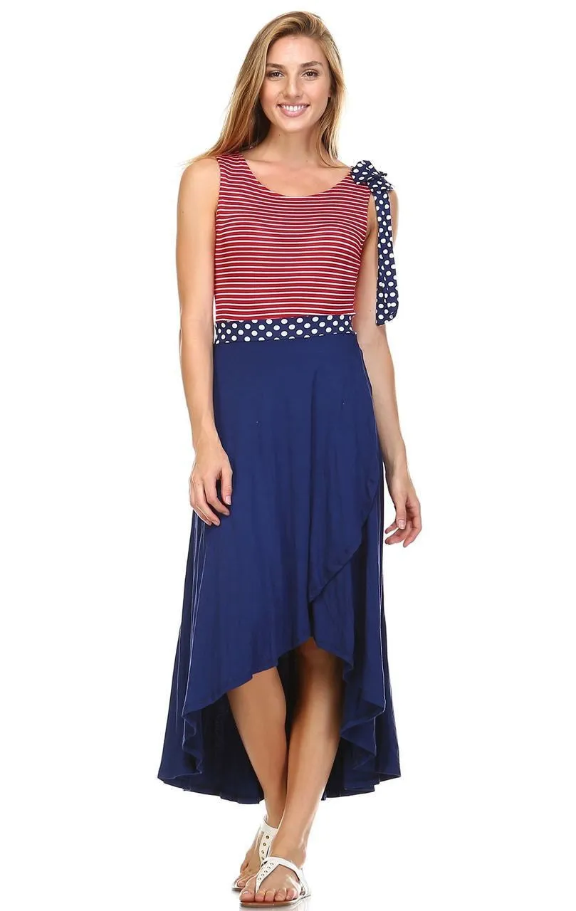 American Flag Dress Red Stripe 2 Top Navy Polka Dot Navy