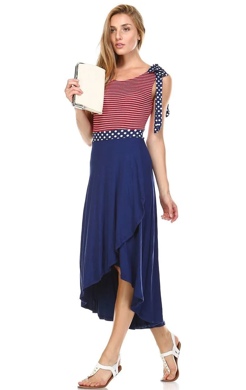 American Flag Dress Red Stripe 2 Top Navy Polka Dot Navy