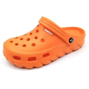 Amoji Garden Clogs Shoes Garden Shoes Outdoor Slippers Gardening Shoes Summer Water Clogs Yard Shoes Adult Male Female AA1521 Orange Size 10 Women/9 Men