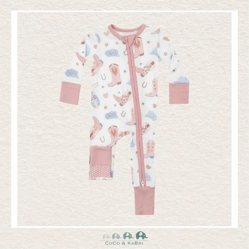 Angel Dear Cowboy Boots Pink - 2 Way Zipper Romper