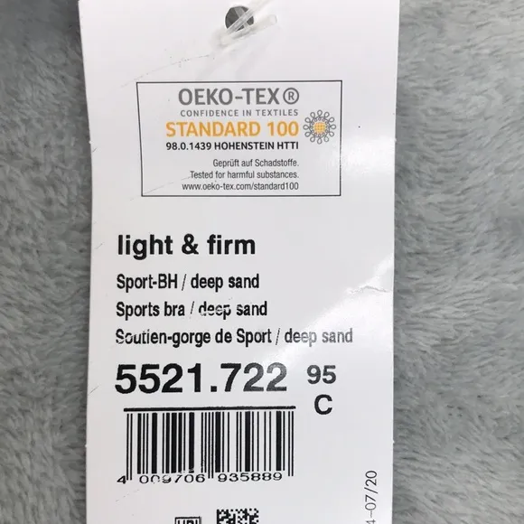 Anita Women's Light and Firm Sport Bra Tan Size 42C New