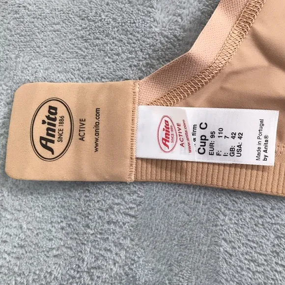 Anita Women's Light and Firm Sport Bra Tan Size 42C New