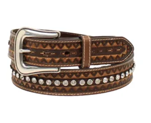 Ariat Brown Zigzag w/ Crystals Belt