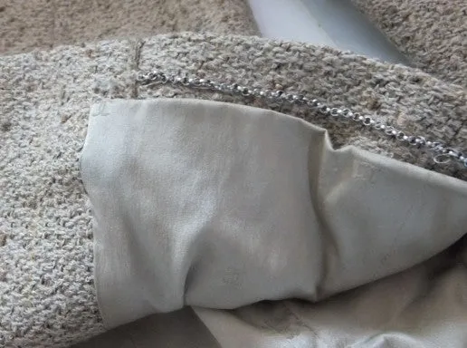 Authentic Chanel Tan Boucle Jacket w Suede Detail