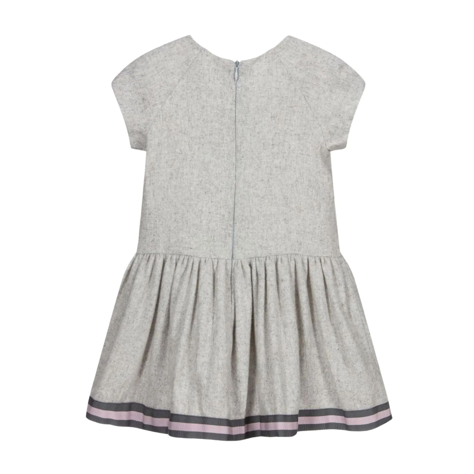Balloon Chic Grey & Pink Girls Wool Diamonte Stud Embellished Dress