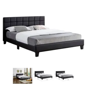 Bebelelo Roger Black PU Platform Queen Bed with Padded Headboard