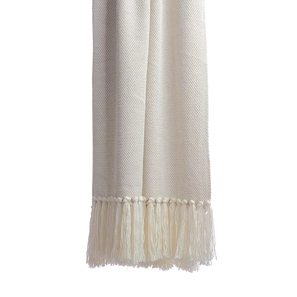 Beige Wool Throw Blanket