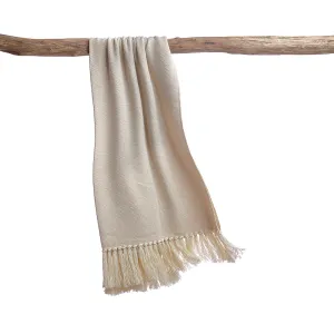 Beige Wool Throw Blanket