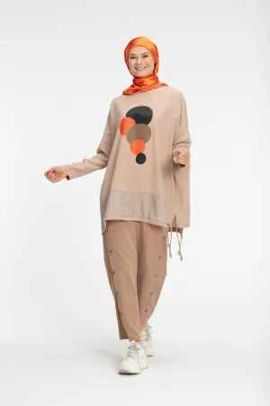 Bisma Short Modest Top | Beige