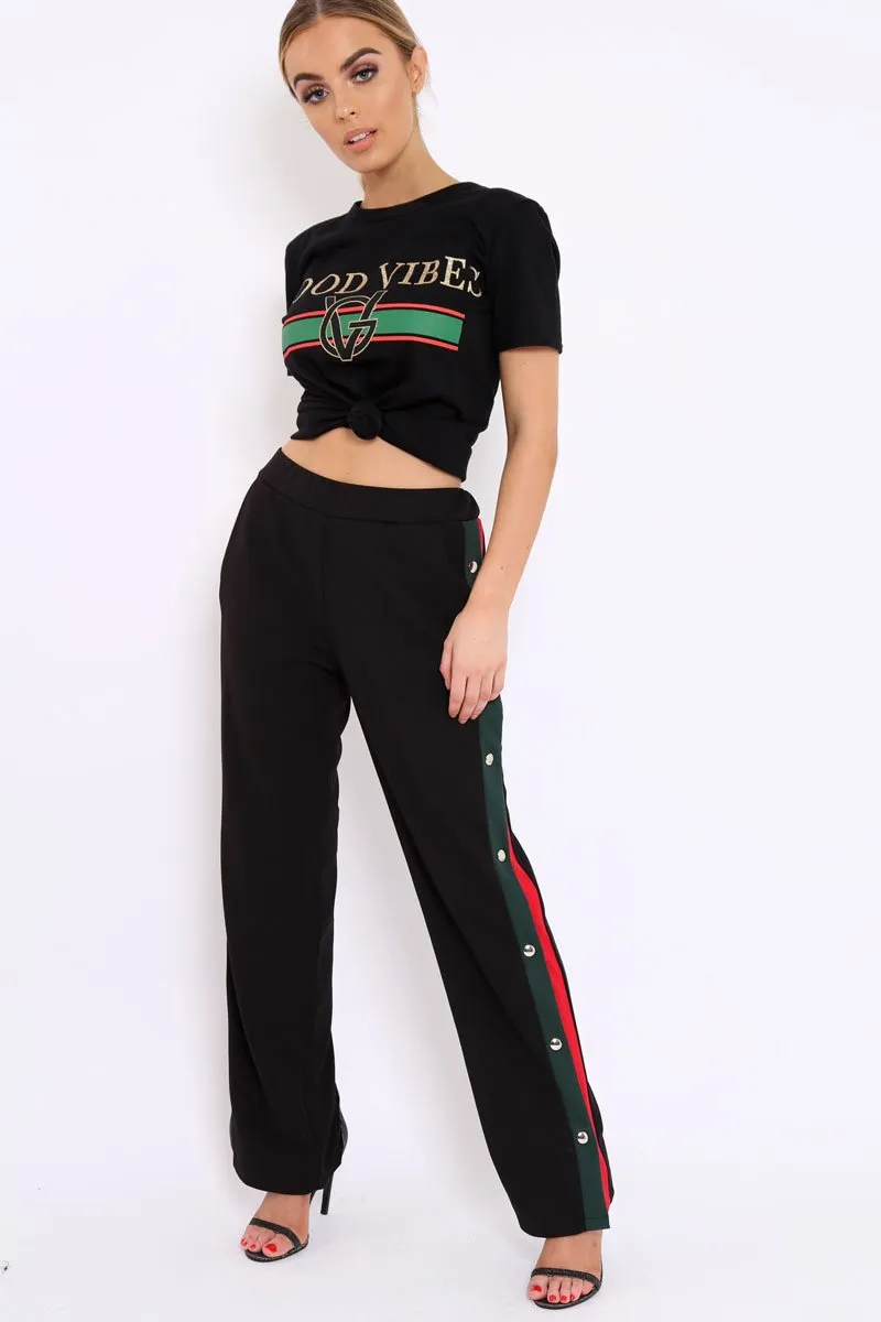 Black Good Vibes Slogan T-shirt - Tayla