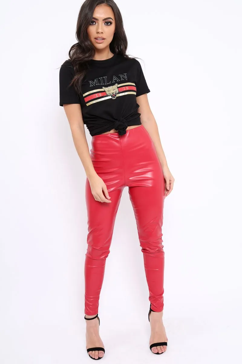 Black Milan Slogan T-shirt - Emberly