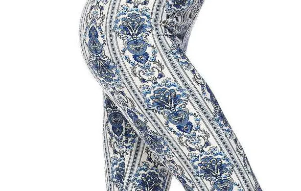 Blue Wallpaper Floral Leggings