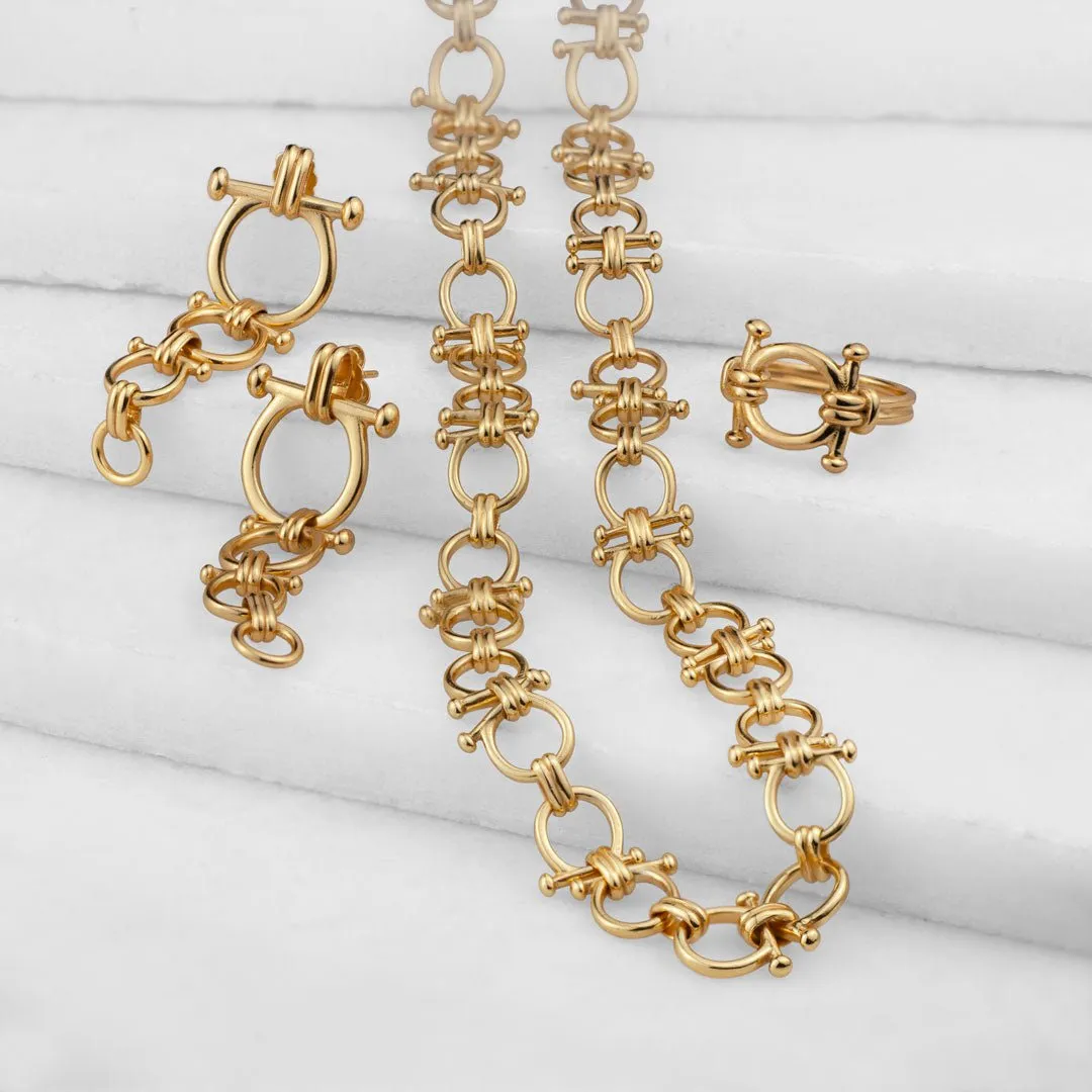 Bocara - Elegant "Hitch Knot" Design and 14K Gold on Sterling Silver Horse Bit Ring