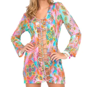 BOHO CHIC - Strings To Braid Plunge V Neck Dress