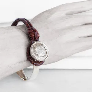 Bosal - Sterling Silver on Brass w/Brown Leather Horseshoe Bracelet