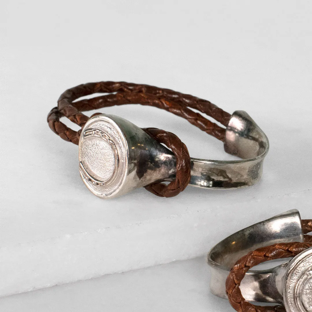 Bosal - Sterling Silver on Brass w/Brown Leather Horseshoe Bracelet