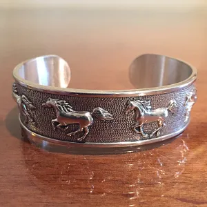 Cantering Horse Cuff Bracelet, Sterling Silver