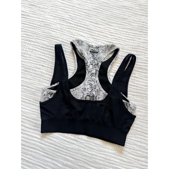 Carbon38 ONA Active High Neck Layer Snakeprint Mesh Sport Bra