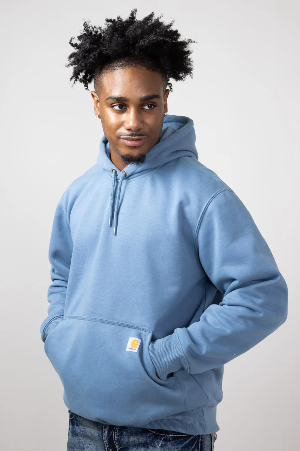 Carhartt Loose Midweight Logo Sleeve Graphic Sweatshirt for Men in Thundercloud | 100615-HG7-GREYBLUE