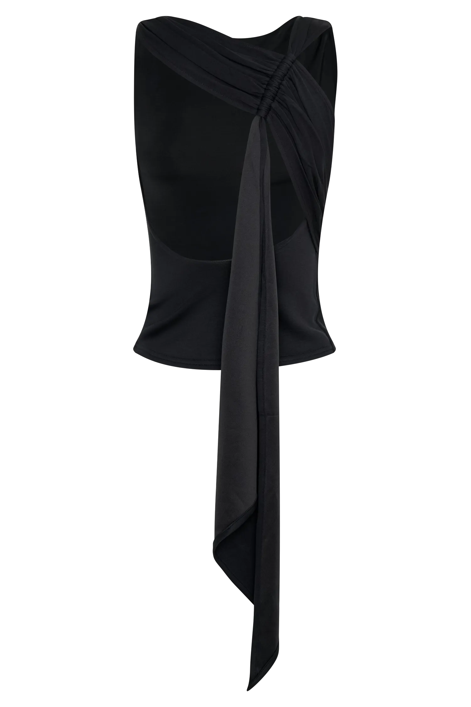Catelyn Asymmetrical Scuba Jersey Top - Black