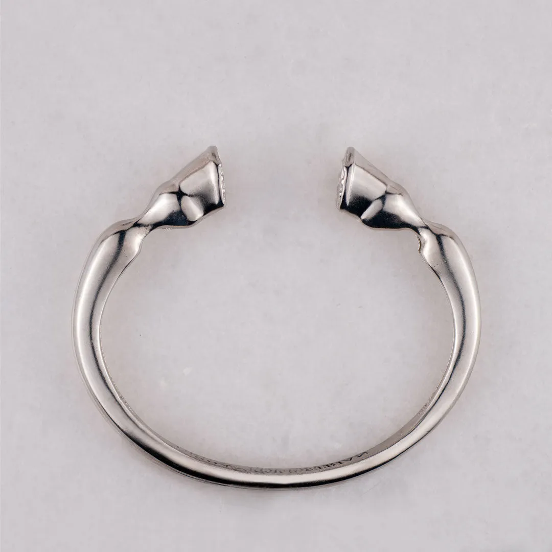 Cavallo -  Authentic Horse Hoof Sterling Silver on Brass Cuff Bracelet