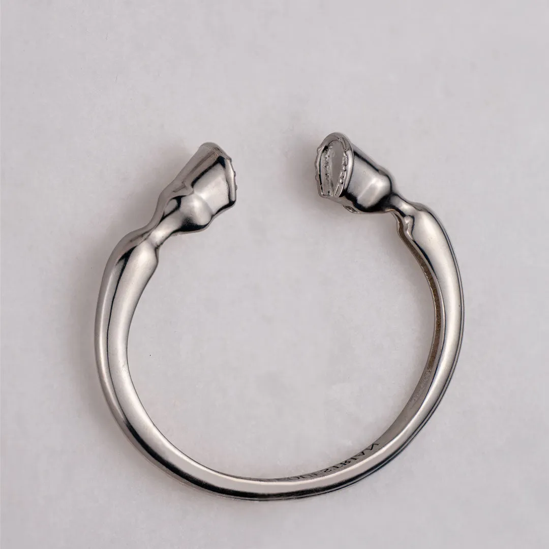 Cavallo -  Authentic Horse Hoof Sterling Silver on Brass Cuff Bracelet