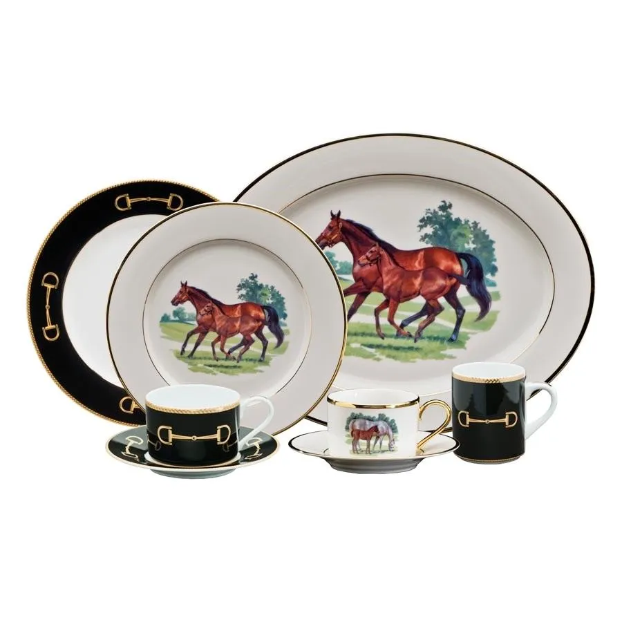 Cheval Black 5-Piece Place Setting - Julie Wear Equestrian Tableware