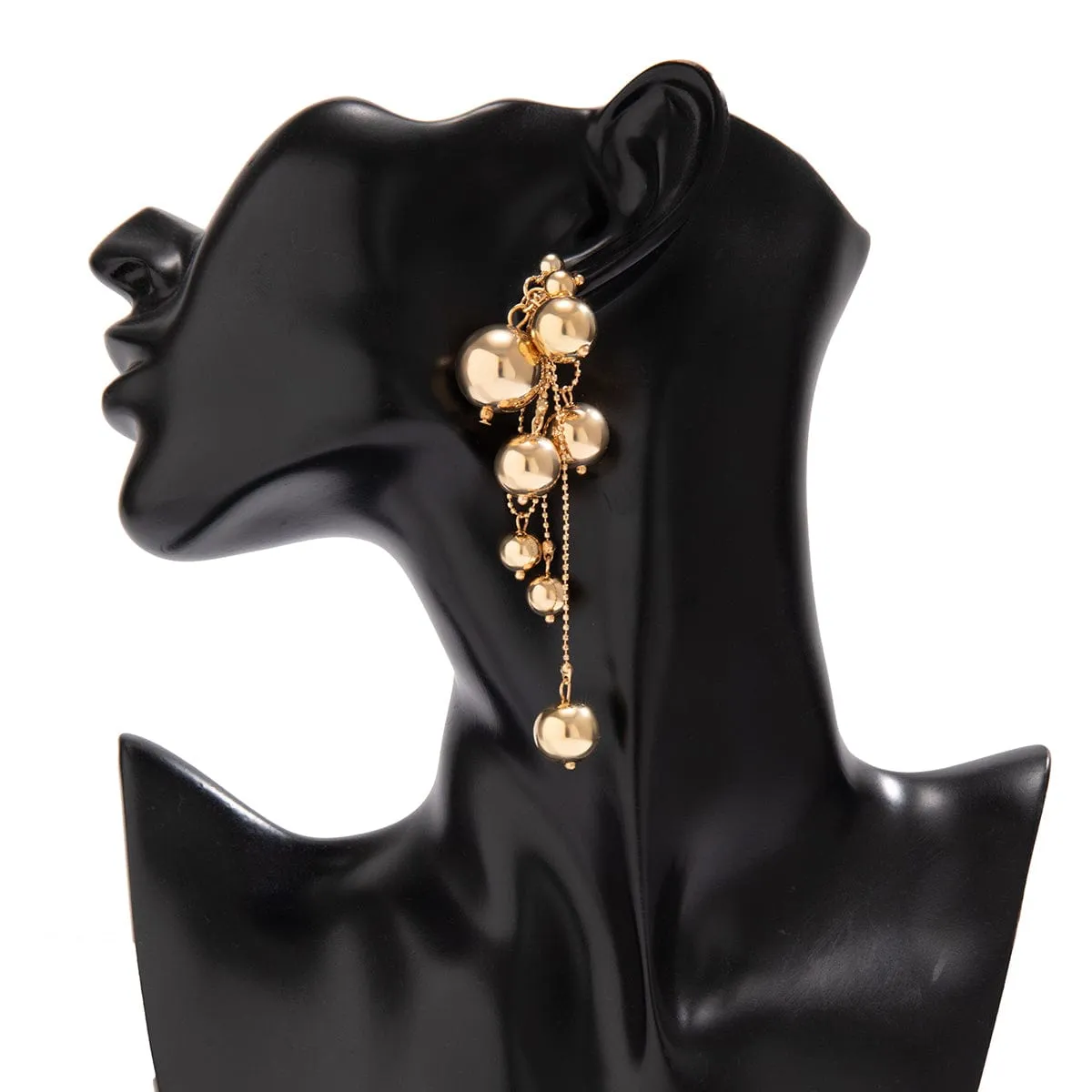 Chic Gold Silver Plated Dangling Ball Tassel Earrings