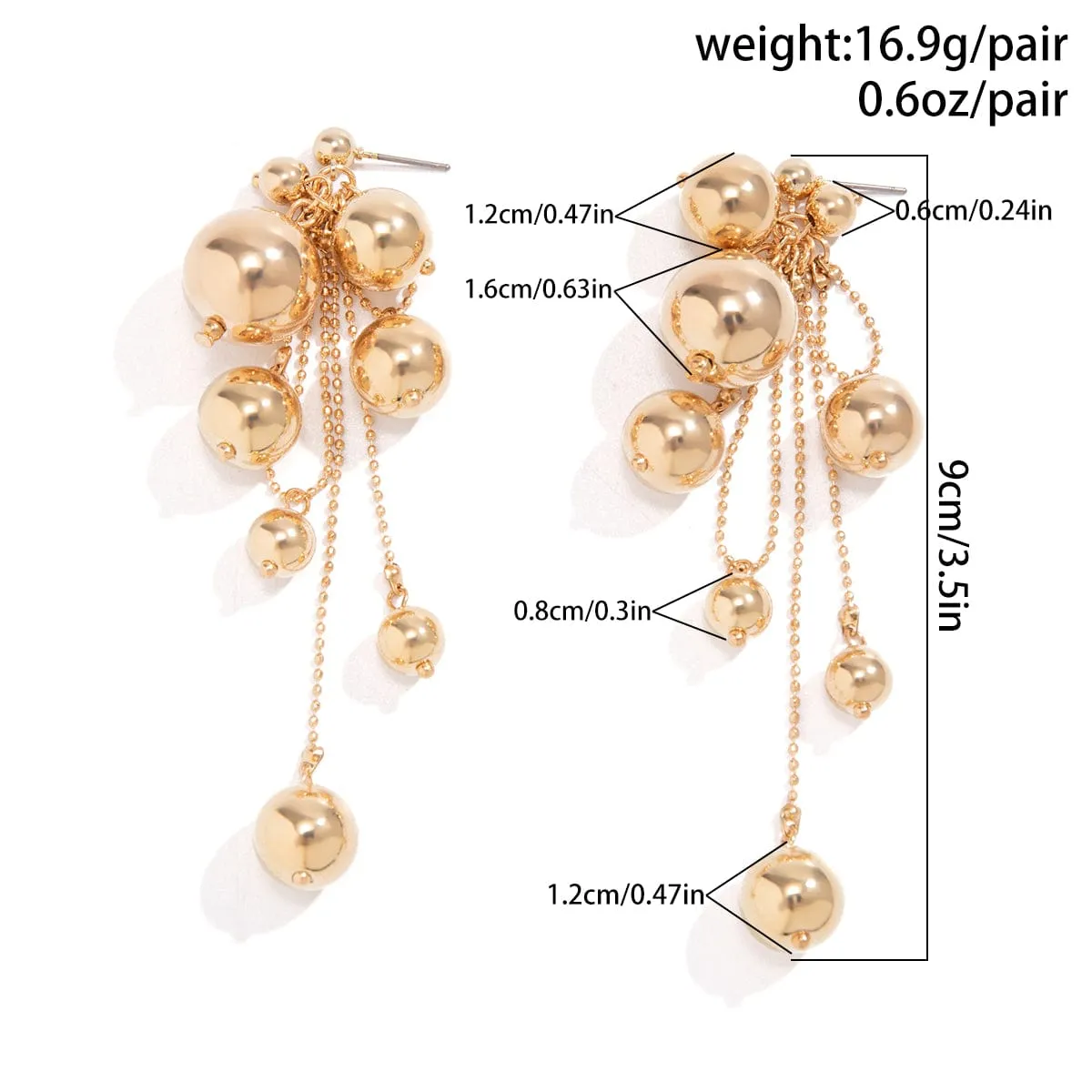 Chic Gold Silver Plated Dangling Ball Tassel Earrings