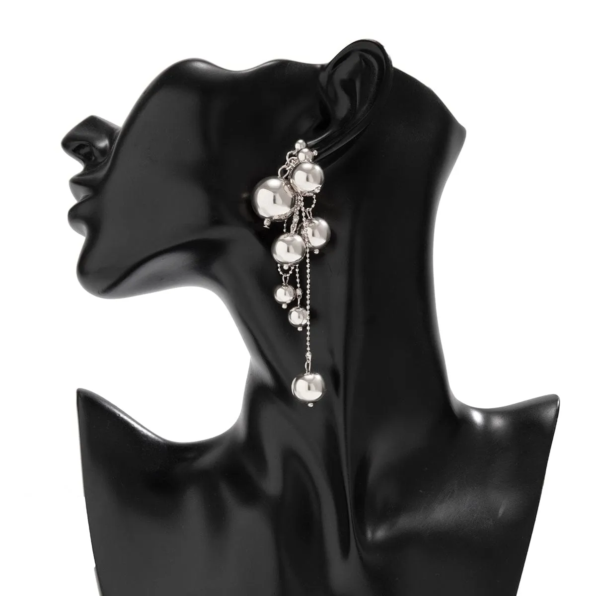 Chic Gold Silver Plated Dangling Ball Tassel Earrings
