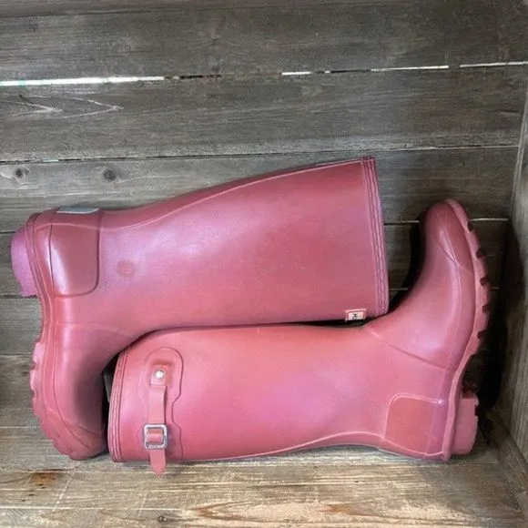 Childrens Kids Hunter Original‎ Maroon Waterproof Rain Boots Size 5 Y GUC