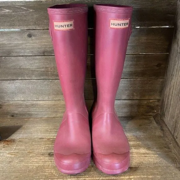 Childrens Kids Hunter Original‎ Maroon Waterproof Rain Boots Size 5 Y GUC
