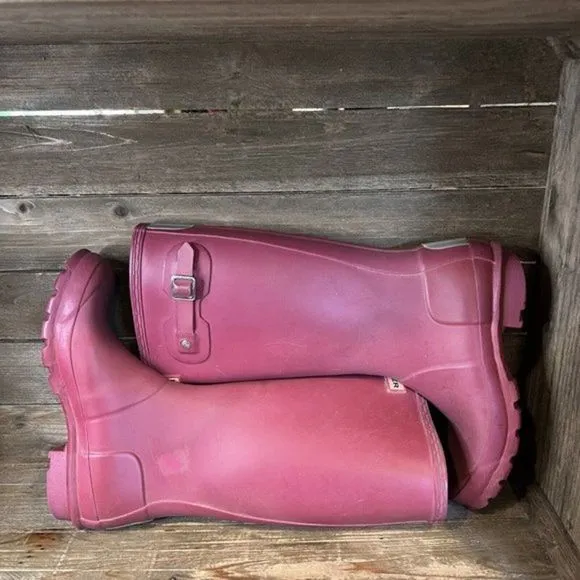 Childrens Kids Hunter Original‎ Maroon Waterproof Rain Boots Size 5 Y GUC