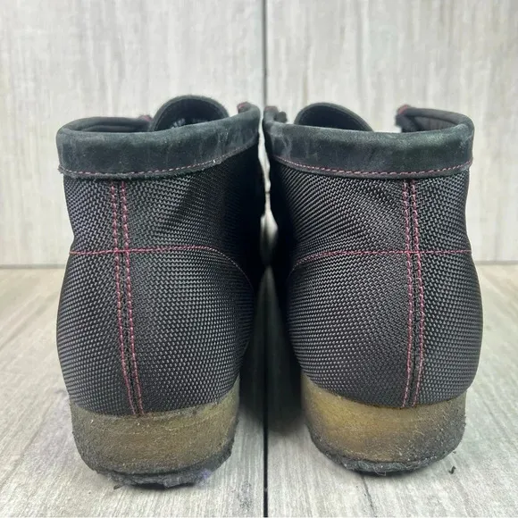 Clark’s Wallabees Stinson Hi black Canvas Chukka Boot Lace Up Shoe Mens Size 9.5
