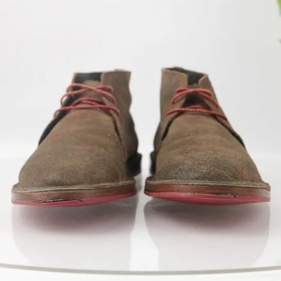 Cole Haan Mens Paul Chukka Boot Size 9 Brown Distressed Leather Plain Toe LaceUp