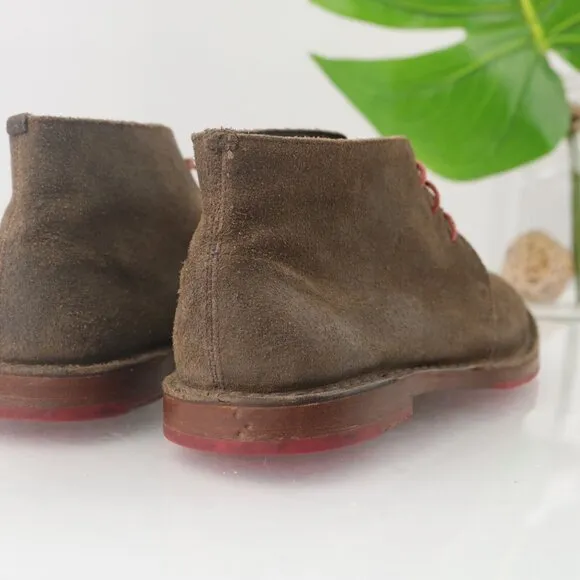 Cole Haan Mens Paul Chukka Boot Size 9 Brown Distressed Leather Plain Toe LaceUp