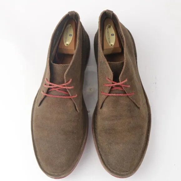 Cole Haan Mens Paul Chukka Boot Size 9 Brown Distressed Leather Plain Toe LaceUp