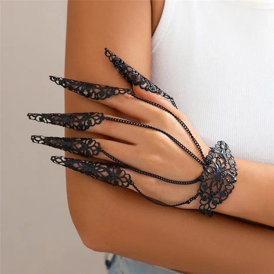 Creative Exaggerated Dubai Indian Finger Wrist Chain Bracelets - Y2K Steampunk Jewelry